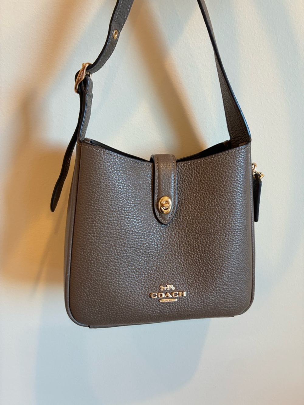 Coach Brown Mini Hadley Convertible Crossbody Bag in refined pebble leather